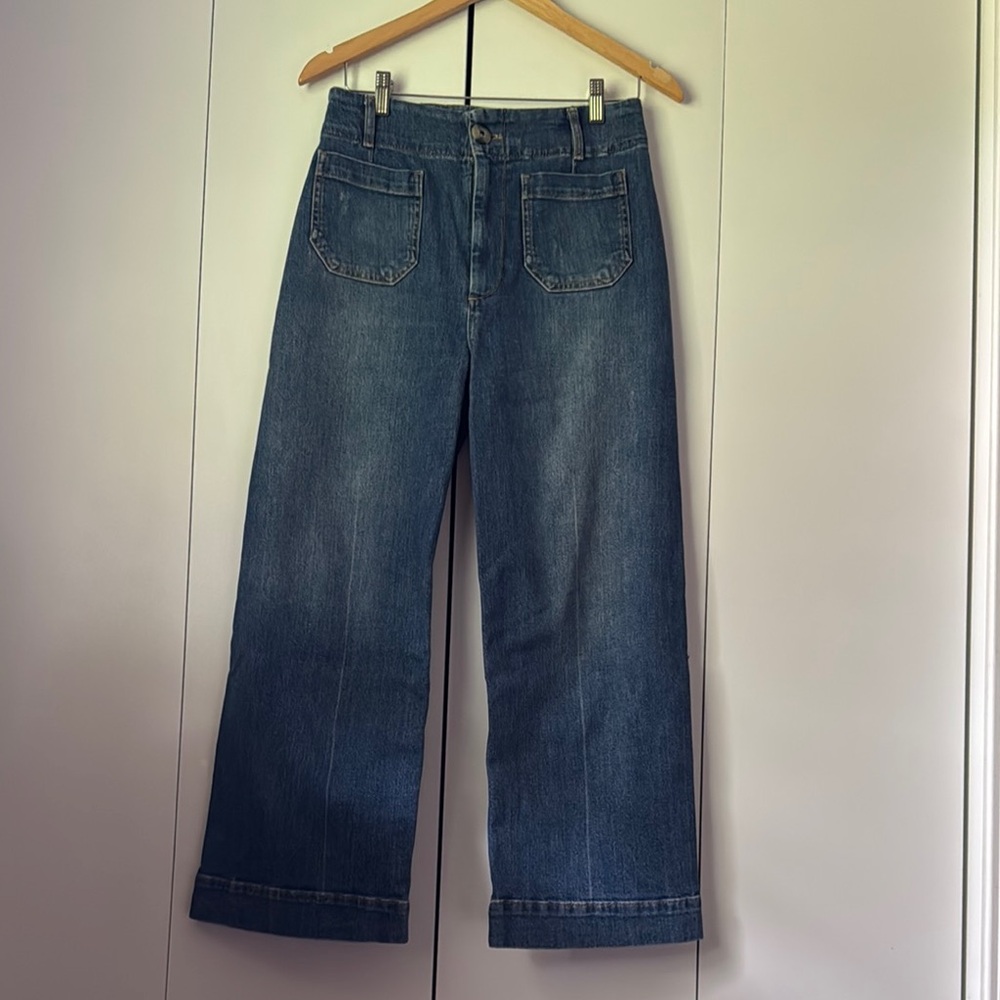 Pilcro Blue Flare Wide Leg Jeans
